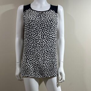 Loft Medium Polka Dot Sleeveless Women's Top - Black and White